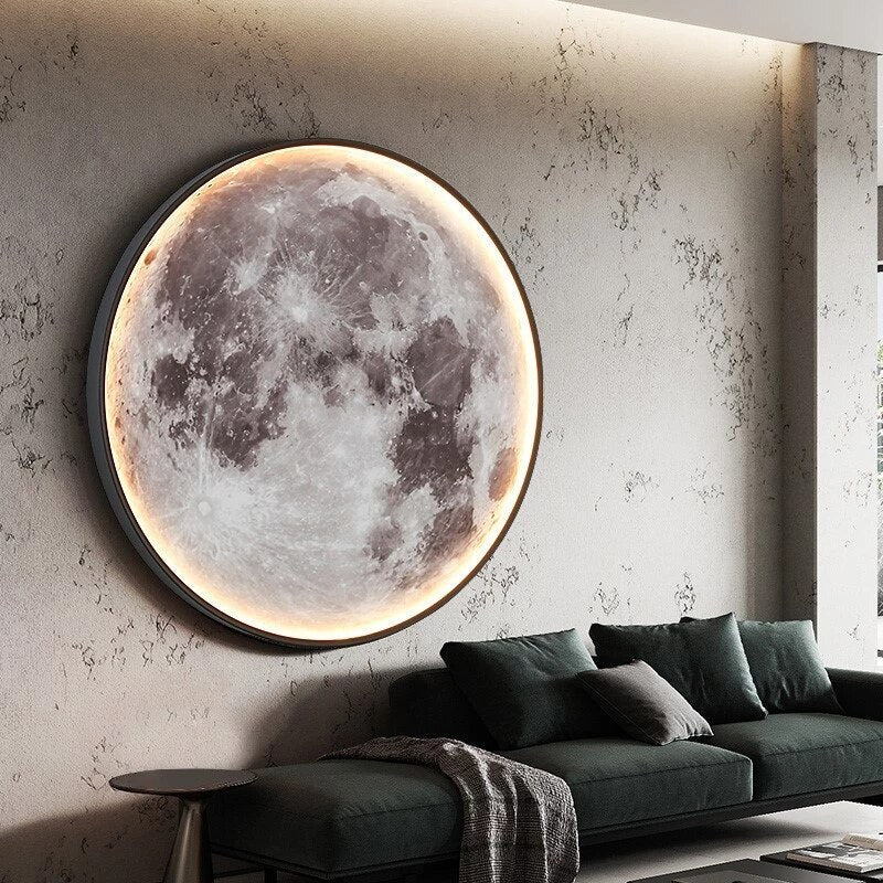 Arte de pared redondo LED luz de luna