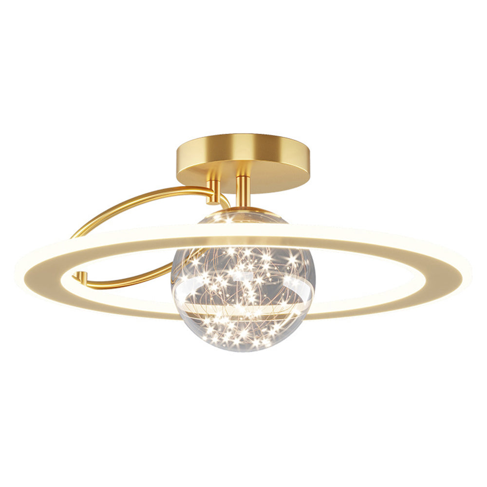 Modern Golden Starry Glass Ceiling Light Fixture for Elegant Home Décor and Ambient Illumination