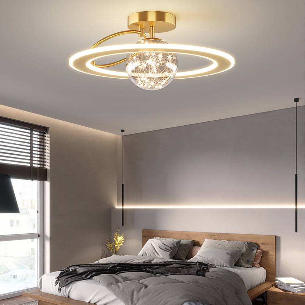 Modern Golden Starry Glass Ceiling Light Fixture for Elegant Home Décor and Ambient Illumination