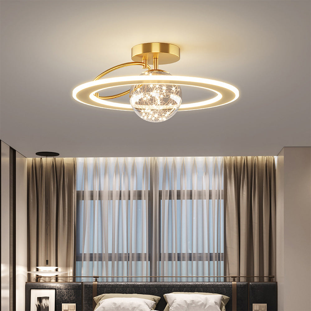 Modern Golden Starry Glass Ceiling Light Fixture for Elegant Home Décor and Ambient Illumination