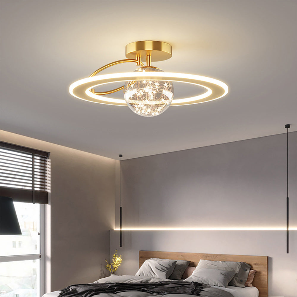 Modern Golden Starry Glass Ceiling Light Fixture for Elegant Home Décor and Ambient Illumination