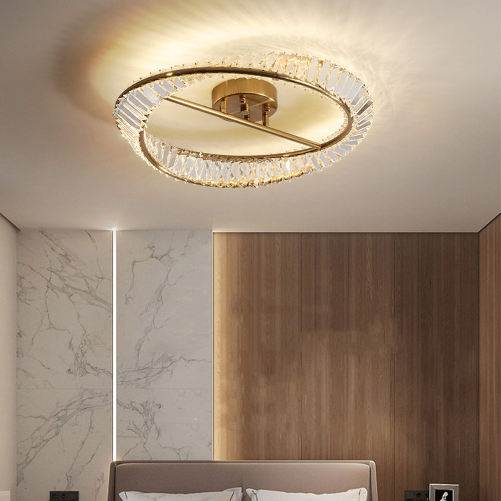 Modern Round LED Crystal Ceiling Light Fixture for Living Room Ambience and Elegance