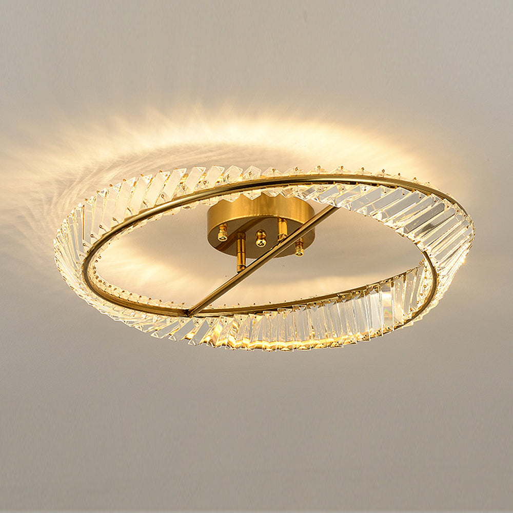 Modern Round LED Crystal Ceiling Light Fixture for Living Room Ambience and Elegance