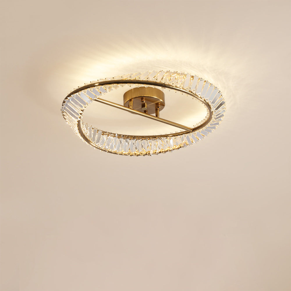 Modern Round LED Crystal Ceiling Light Fixture for Living Room Ambience and Elegance