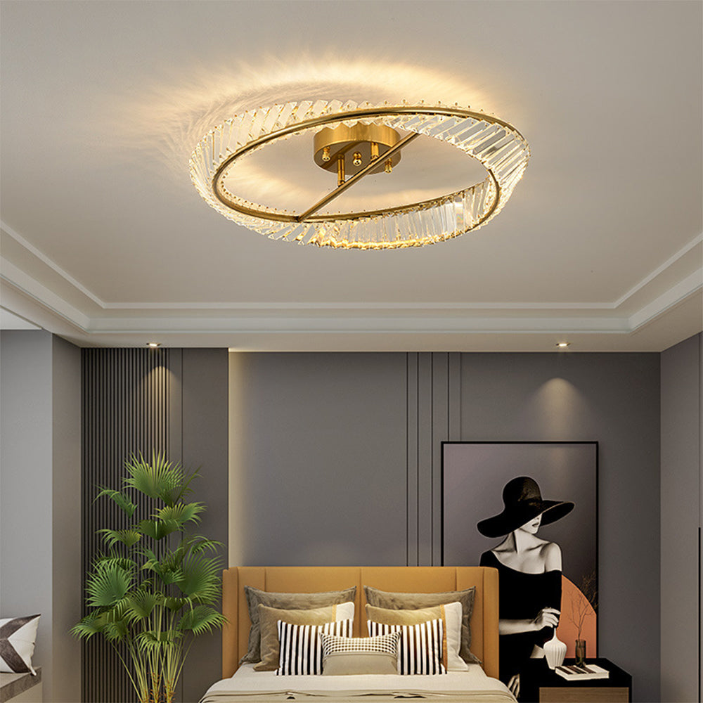 Modern Round LED Crystal Ceiling Light Fixture for Living Room Ambience and Elegance