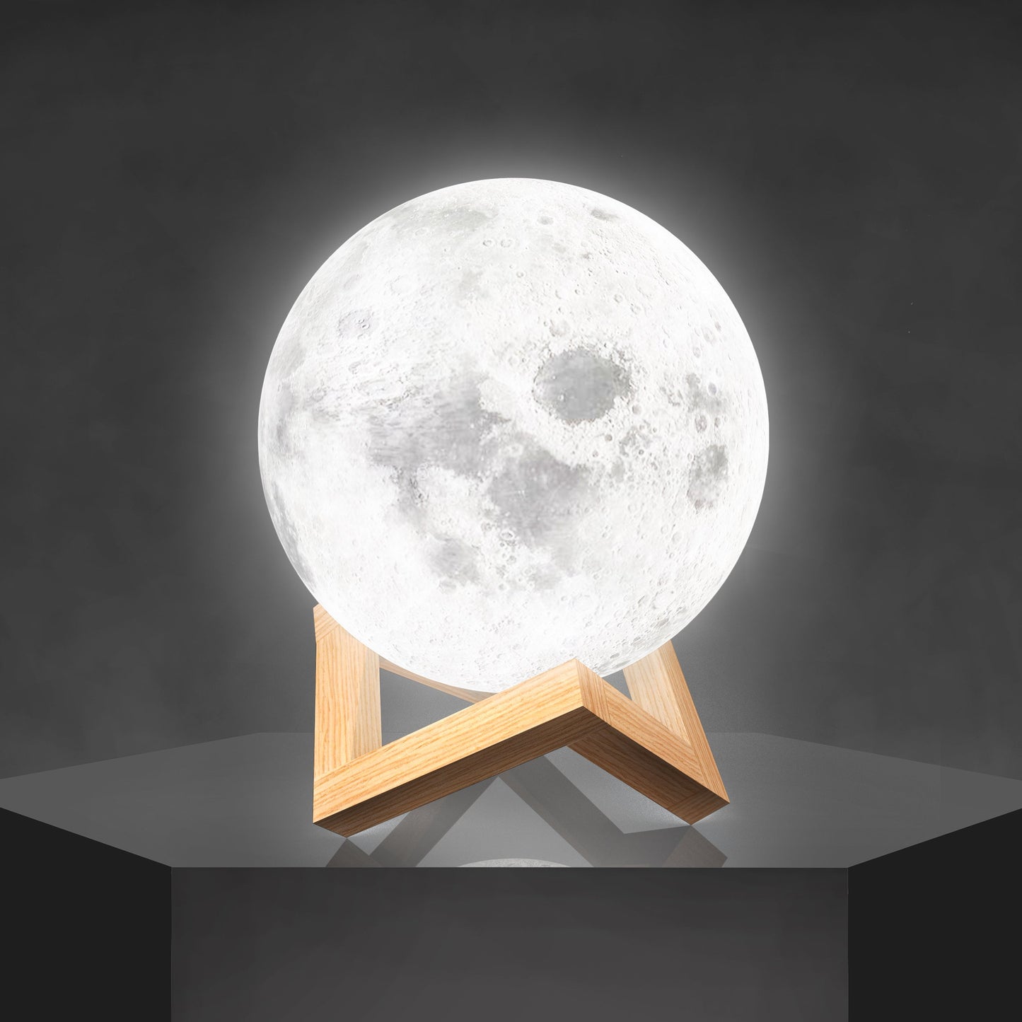 Moon Lamp Wooden Base 3D Table Light