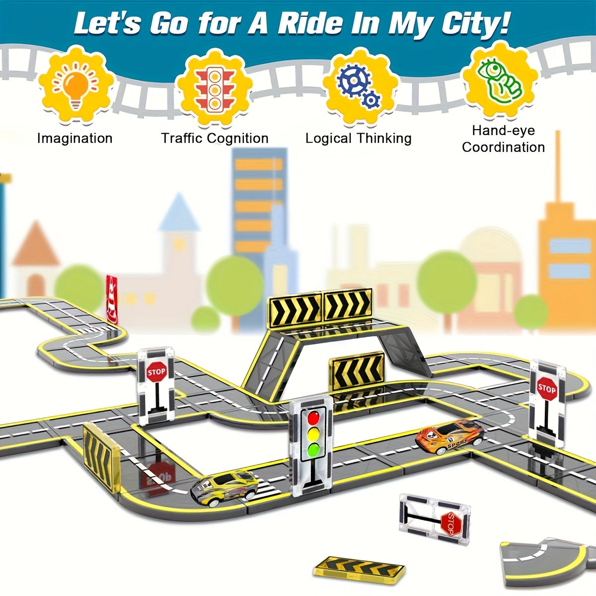 Juego de construcción de pista magnética para coche