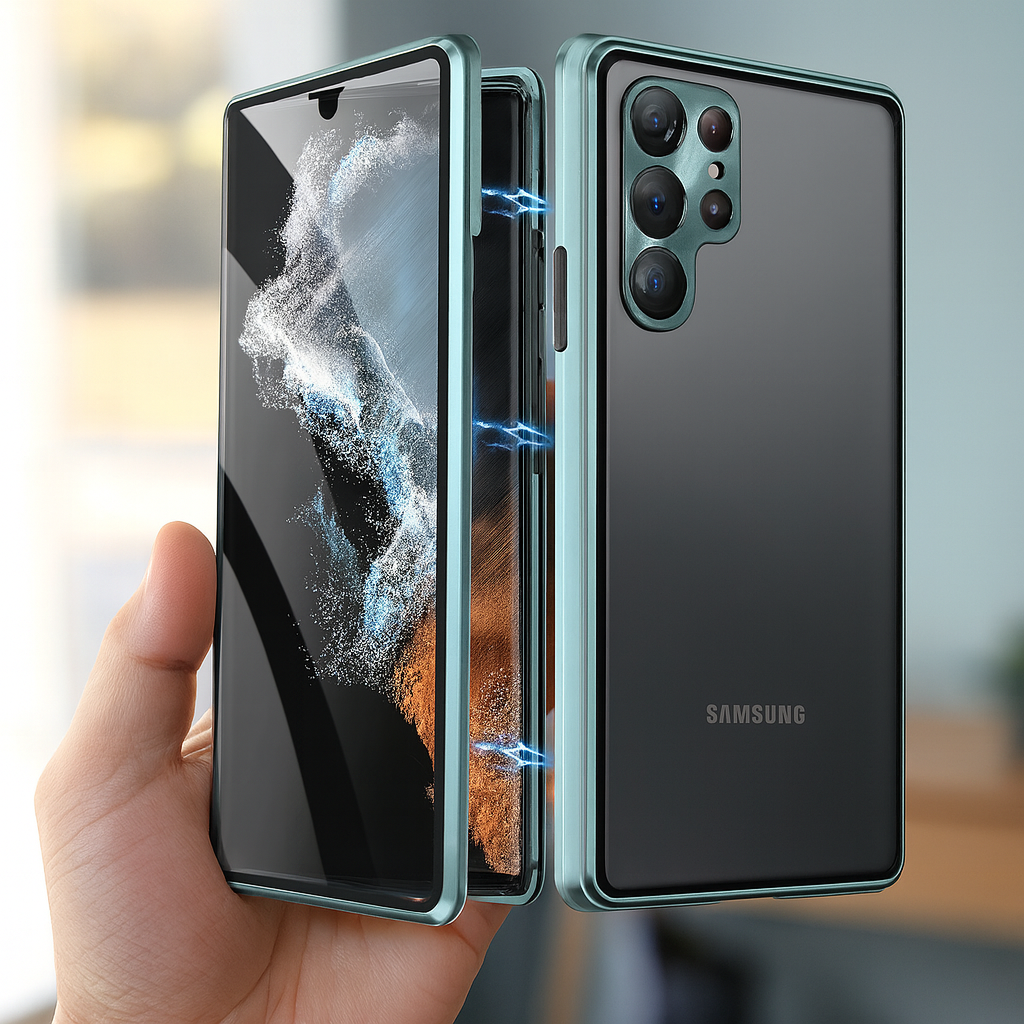 Étui de téléphone en verre magnétique pour la confidentialité