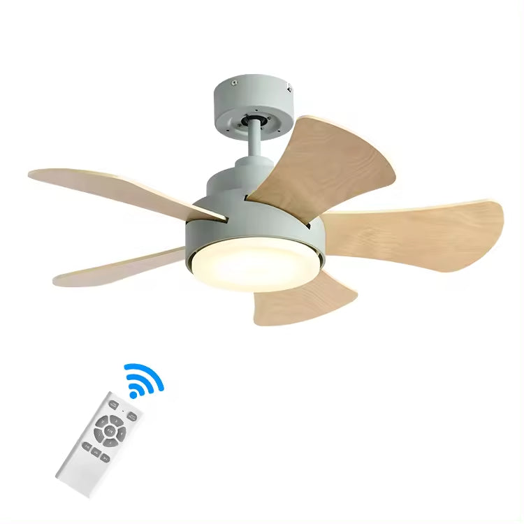 Contemporary Wood Semi-Flush Ceiling Fan with Integrated Lighting for Stylish Home Comfort and Modern Decor