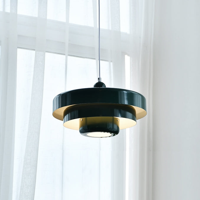 Lampa wisząca w stylu mid-century pomarańczowa metalowa oprawa