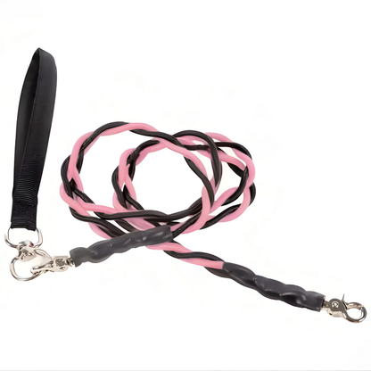 Pets Leash Double Nylon No Tangle Swivel Bungee Padded Handle
