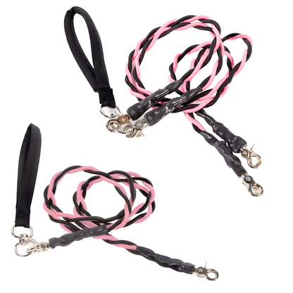 Pets Leash Double Nylon No Tangle Swivel Bungee Padded Handle