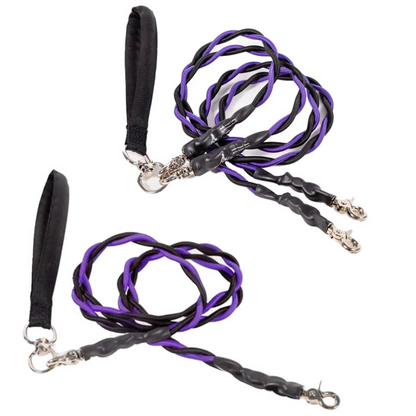 Pets Leash Double Nylon No Tangle Swivel Bungee Padded Handle