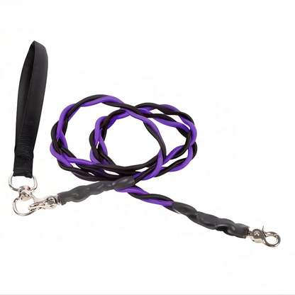 Pets Leash Double Nylon No Tangle Swivel Bungee Padded Handle