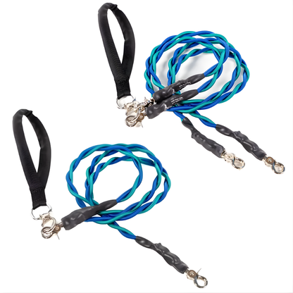 Pets Leash Double Nylon No Tangle Swivel Bungee Padded Handle