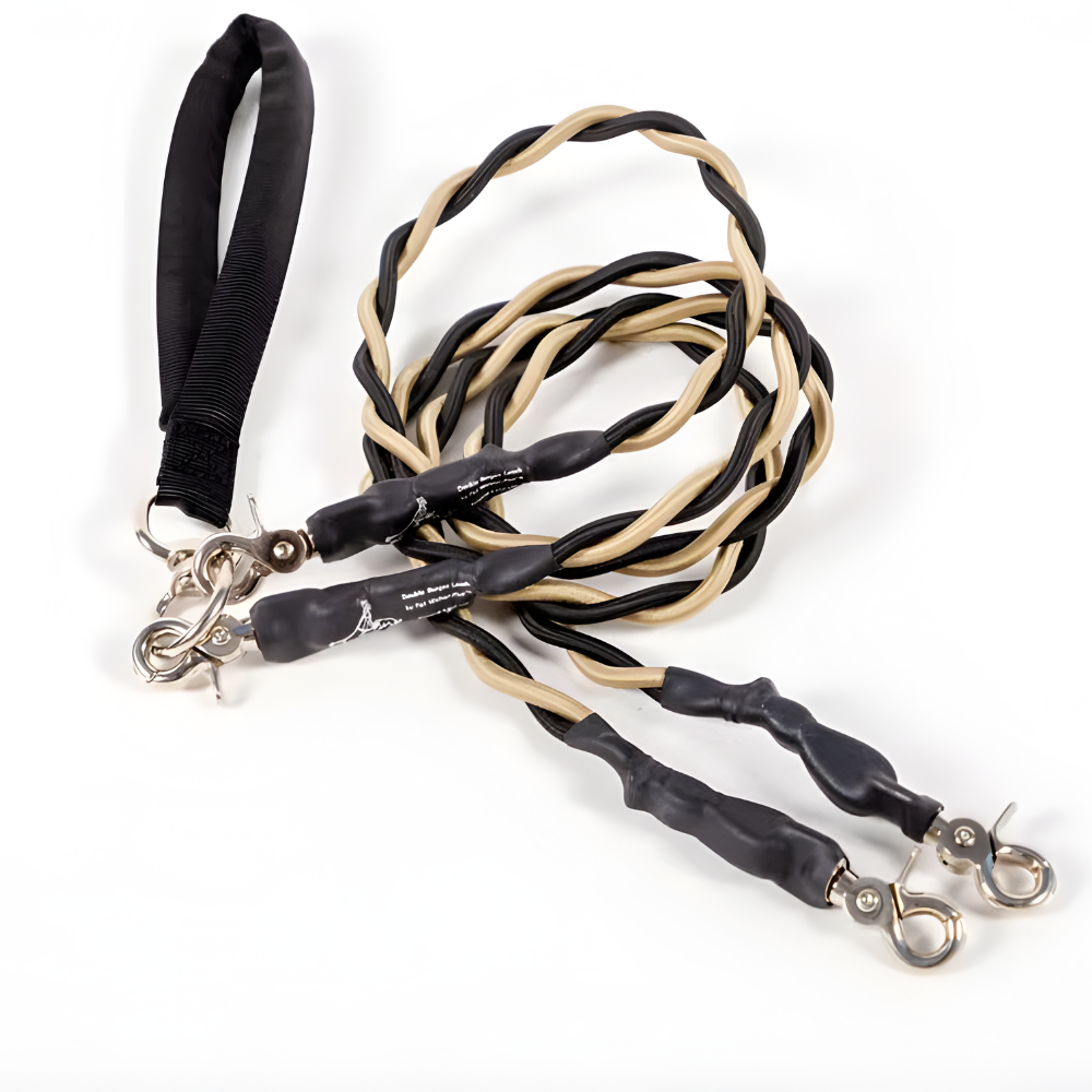 Pets Leash Double Nylon No Tangle Swivel Bungee Padded Handle