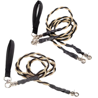 Pets Leash Double Nylon No Tangle Swivel Bungee Padded Handle