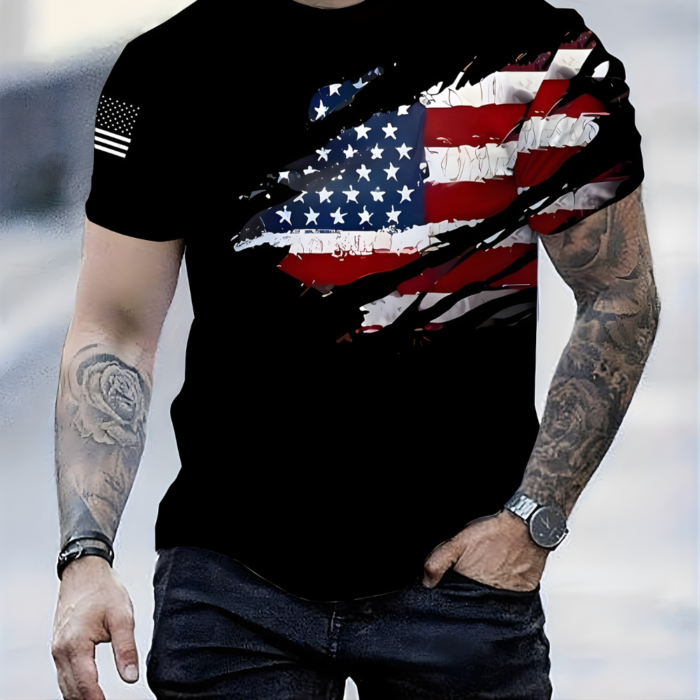 Men's Graphic Short Sleeve T Shirt Patriotic Casual Veterans Day Top