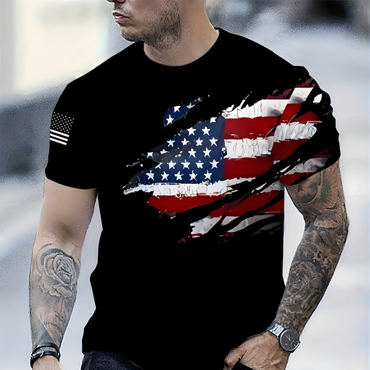 Men's Graphic Short Sleeve T Shirt Patriotic Casual Veterans Day Top