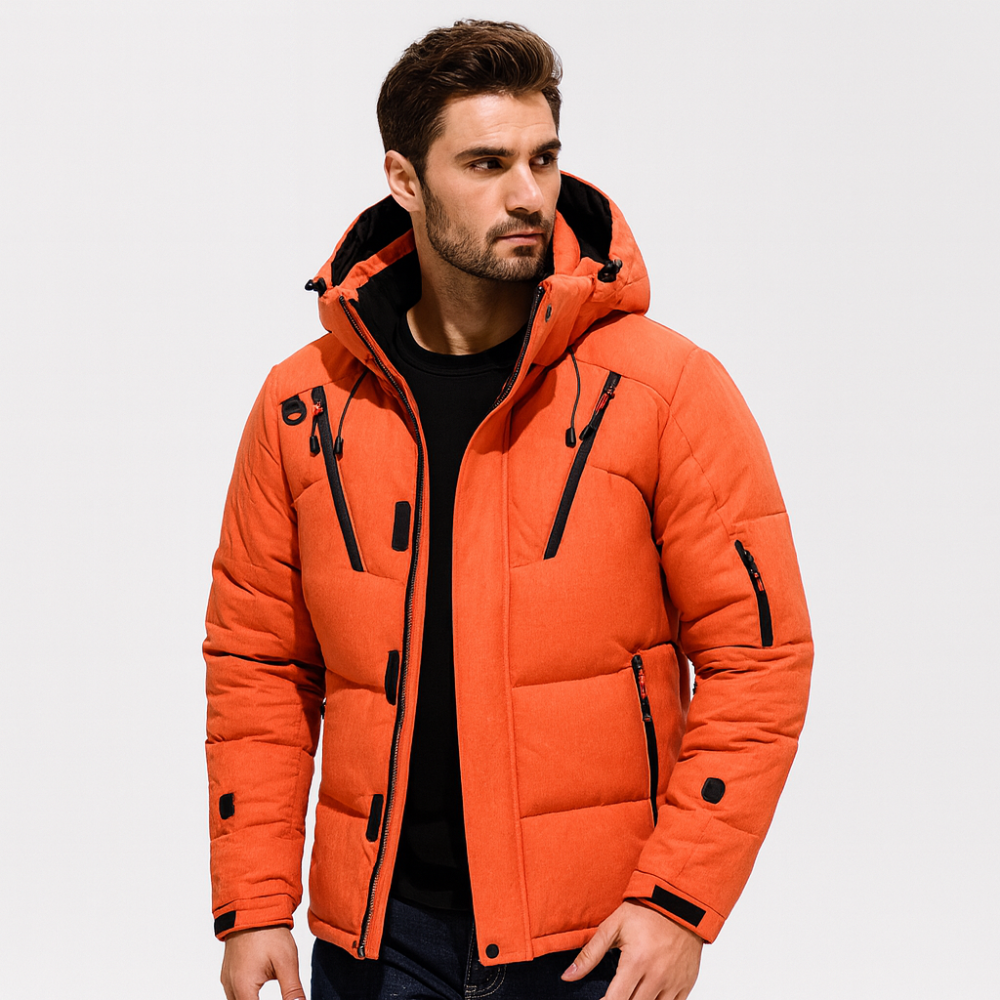 Men Winter Puffer Jacket Waterproof Hooded Parka