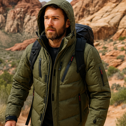 Men Winter Puffer Jacket Waterproof Hooded Parka