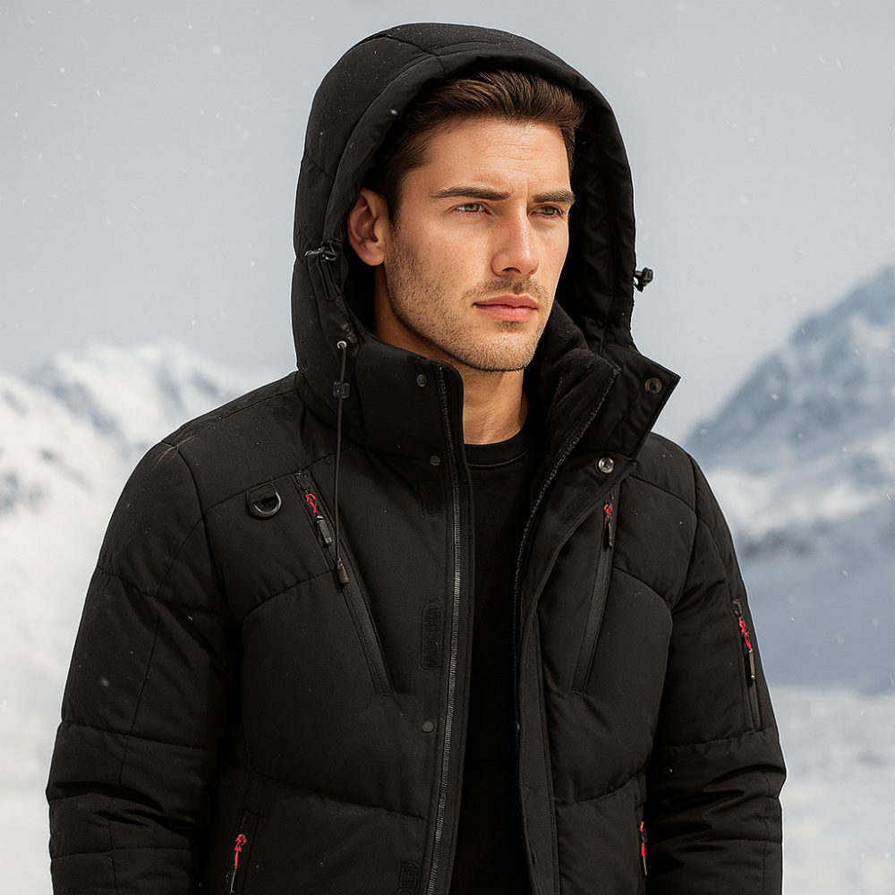 Men Winter Puffer Jacket Waterproof Hooded Parka