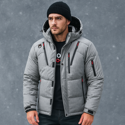 Men Winter Puffer Jacket Waterproof Hooded Parka