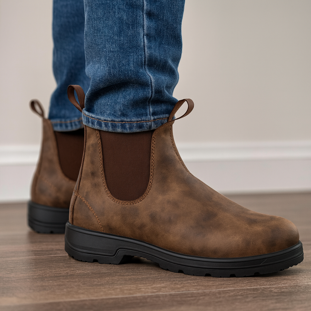 Herren Leder Chelsea Stiefel | Wasserdicht Slip-On Knöchel