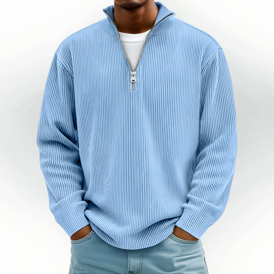 Mens Oversized Half Zip Knitted Sweater Warm Jumper