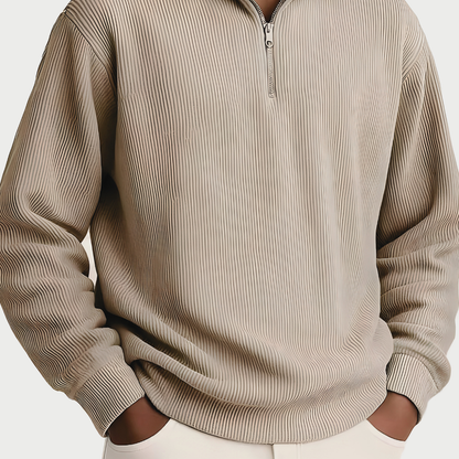 Mens Oversized Half Zip Knitted Sweater Warm Jumper