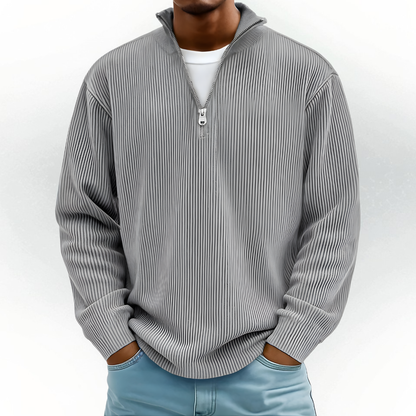 Mens Oversized Half Zip Knitted Sweater Warm Jumper