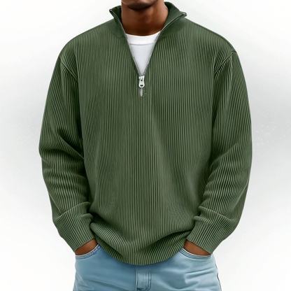 Mens Oversized Half Zip Knitted Sweater Warm Jumper