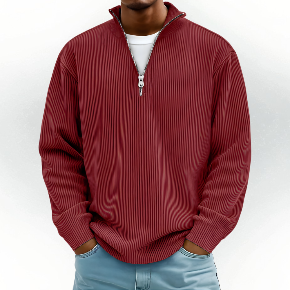 Mens Oversized Half Zip Knitted Sweater Warm Jumper