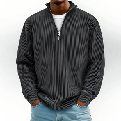 Mens Oversized Half Zip Knitted Sweater Warm Jumper