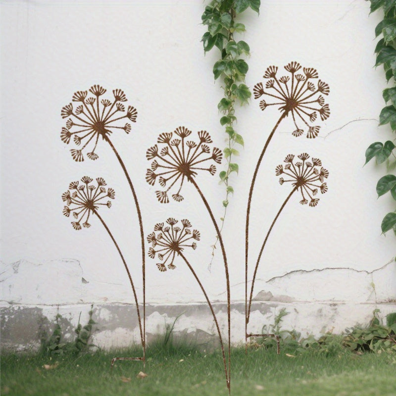 Set de decoración rústica de jardín con diente de león de metal