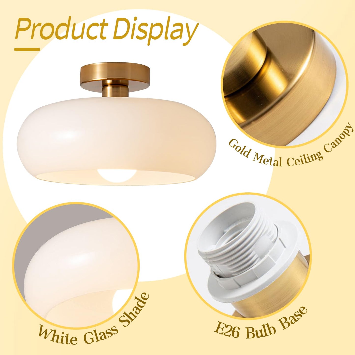 Vintage okrągła szklana lampa sufitowa