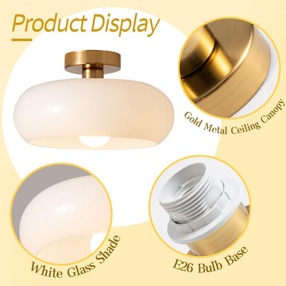 Vintage okrągła szklana lampa sufitowa