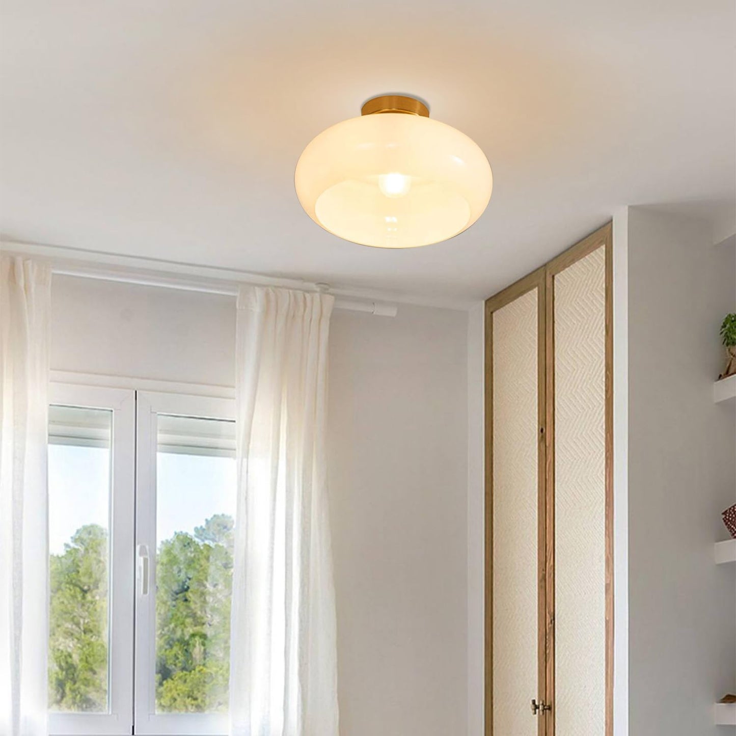 Vintage okrągła szklana lampa sufitowa