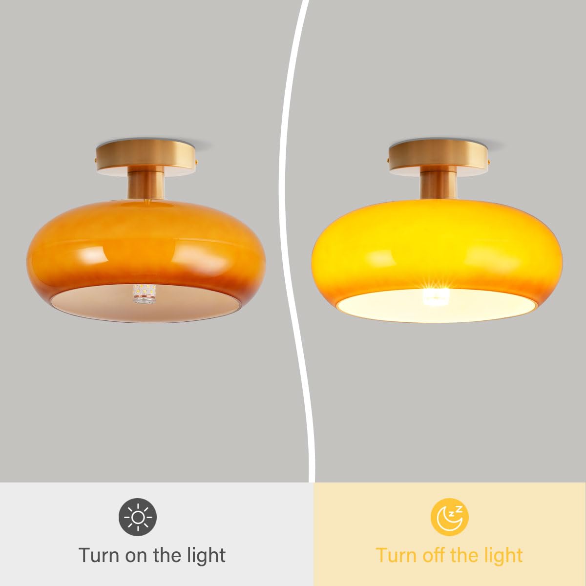 Vintage okrągła szklana lampa sufitowa