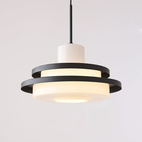 Bauhaus-Inspired Double Layer Equator Glass Pendant Light for Mid-Century Modern Interiors