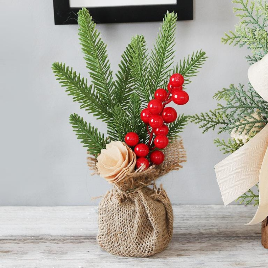 Miniaturowe sztuczne choinki na stół Rustykalny zestaw dekoracji domowych