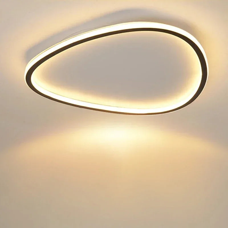 Nordic Oval Black LED Ceiling Light Fixture for Modern Bedrooms and Living Spaces - Stylish Illumination Solution