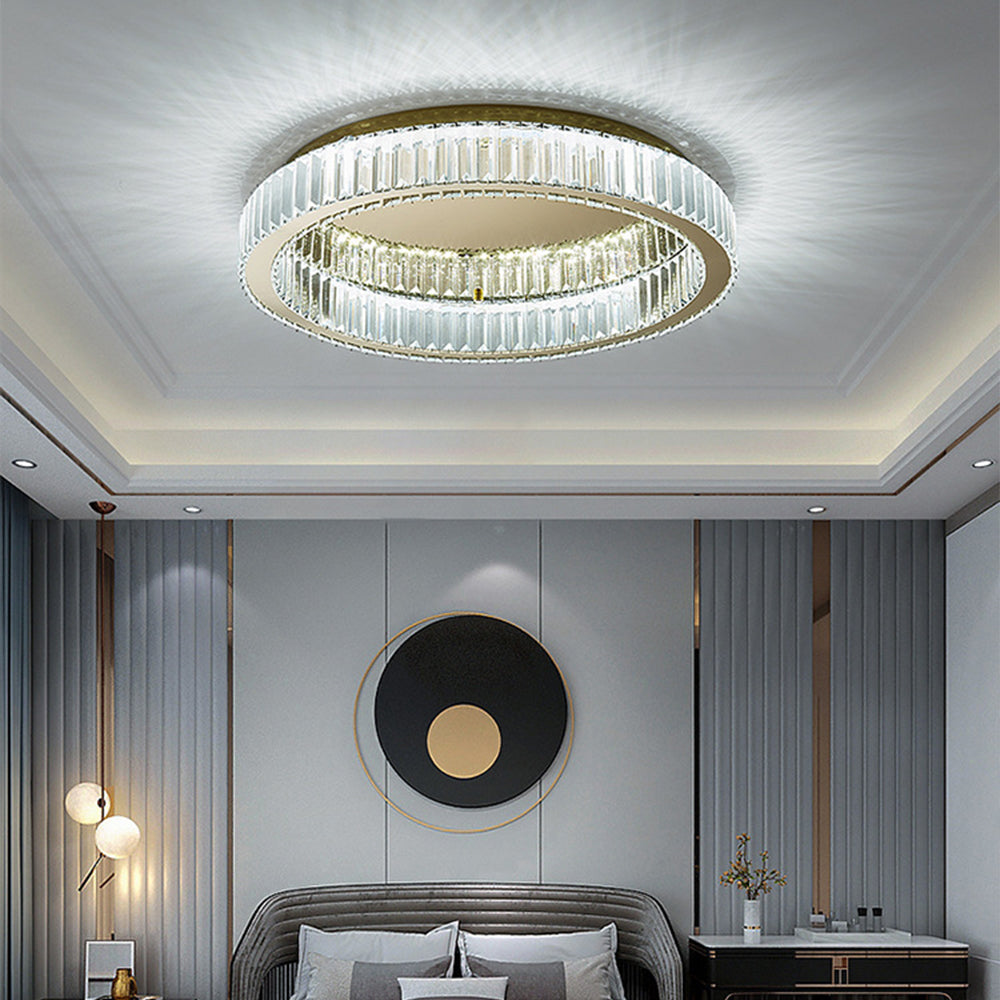 Elegant Gold Round Crystal Ceiling Lights for Stunning Home Illumination and Chic Décor - Perfect for Any Room