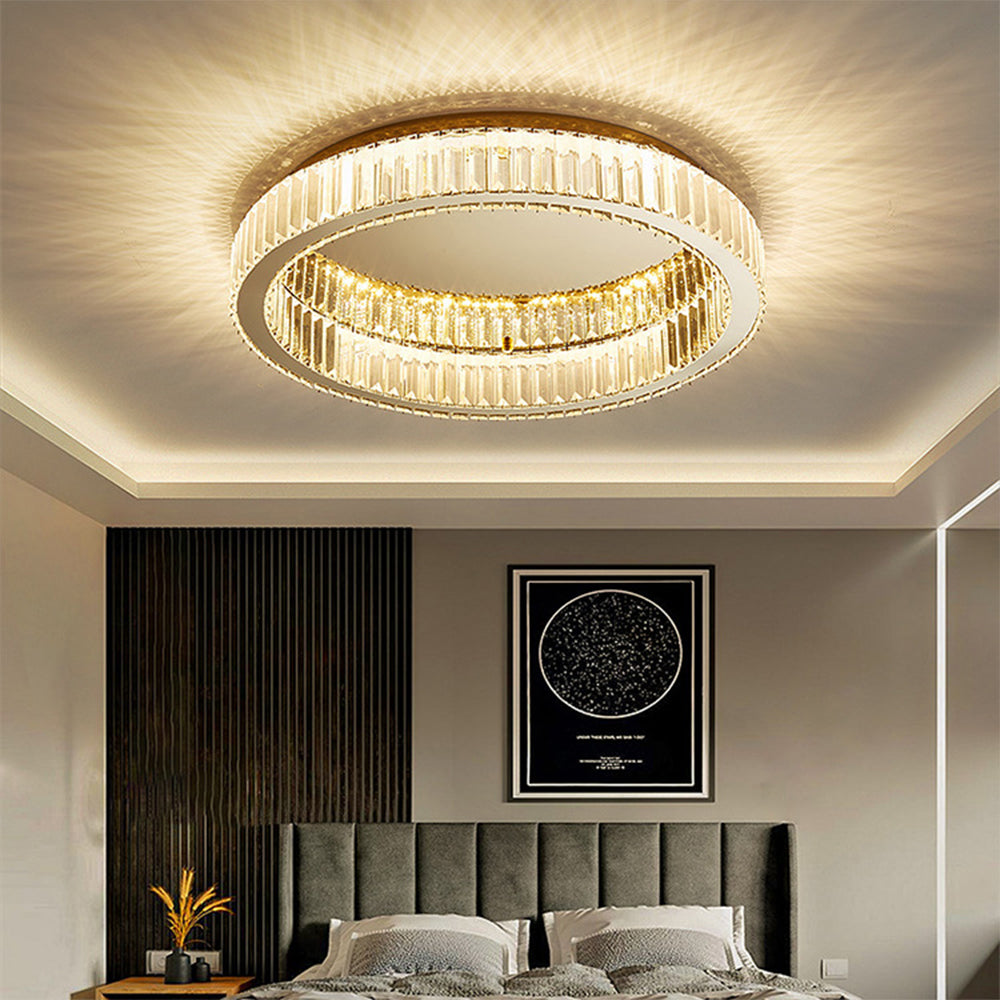 Elegant Gold Round Crystal Ceiling Lights for Stunning Home Illumination and Chic Décor - Perfect for Any Room