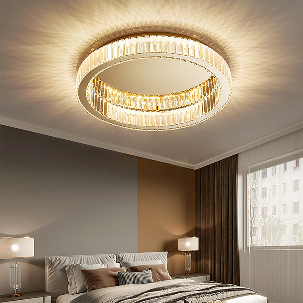 Elegant Gold Round Crystal Ceiling Lights for Stunning Home Illumination and Chic Décor - Perfect for Any Room