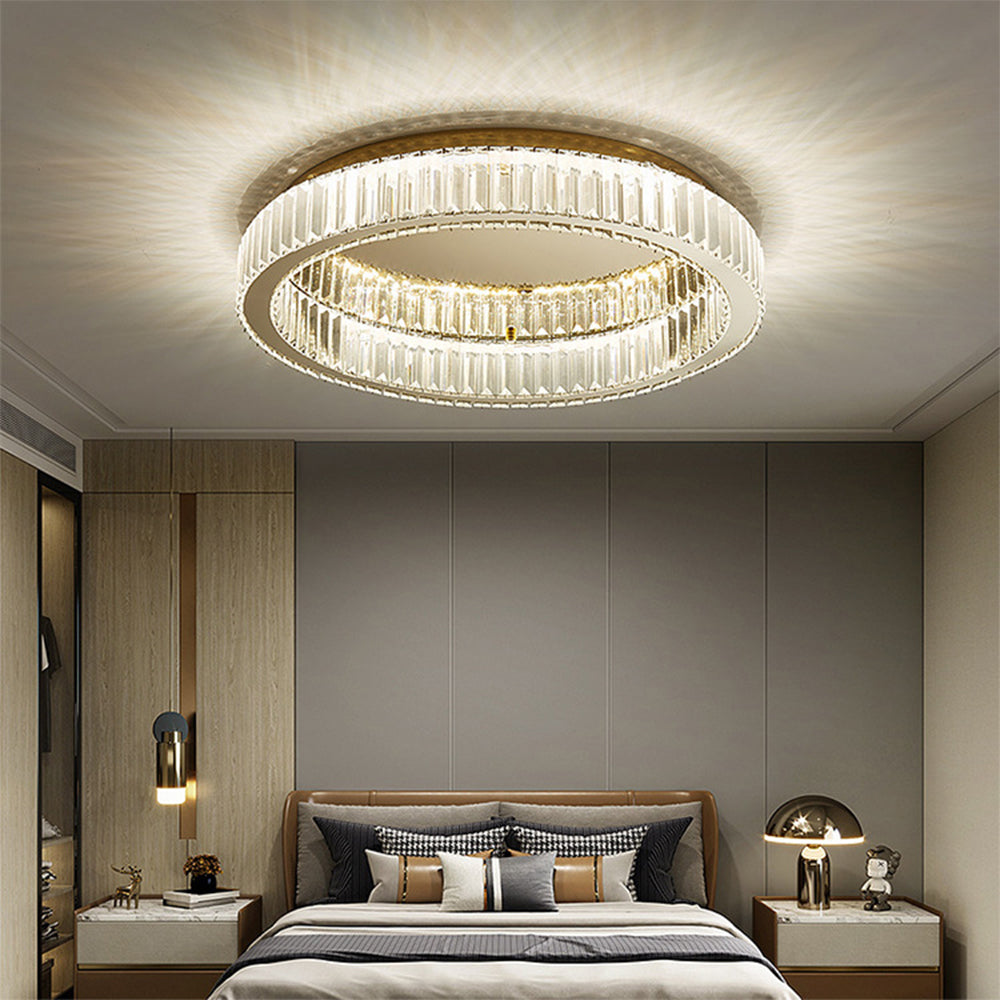 Elegant Gold Round Crystal Ceiling Lights for Stunning Home Illumination and Chic Décor - Perfect for Any Room