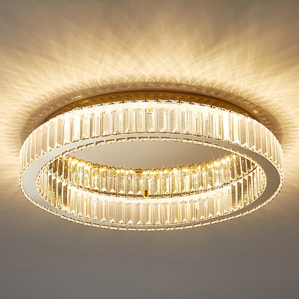 Elegant Gold Round Crystal Ceiling Lights for Stunning Home Illumination and Chic Décor - Perfect for Any Room