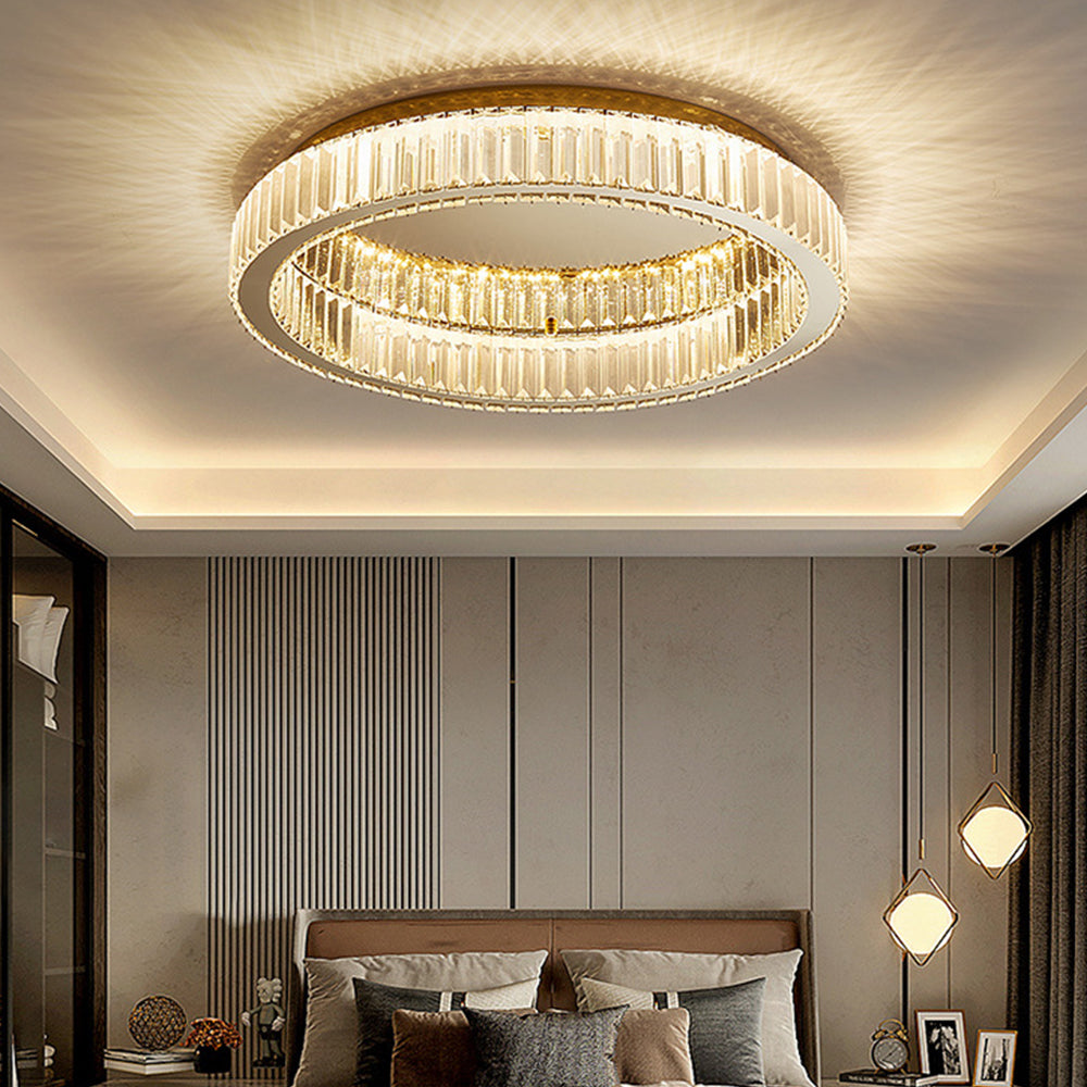 Elegant Gold Round Crystal Ceiling Lights for Stunning Home Illumination and Chic Décor - Perfect for Any Room