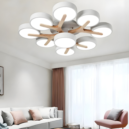 Modern Ceiling Light Fixture Semi Flush Mount Lighting Wood Branch