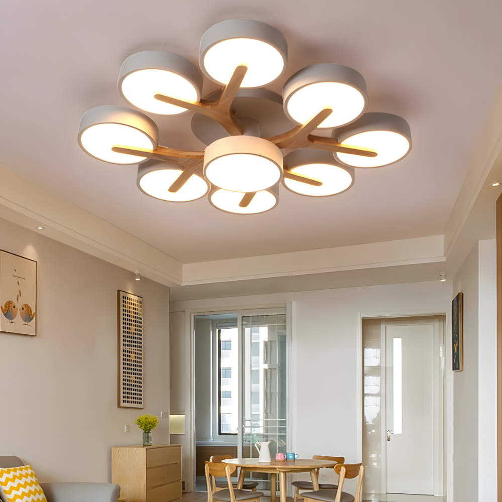 Modern Ceiling Light Fixture Semi Flush Mount Lighting Wood Branch